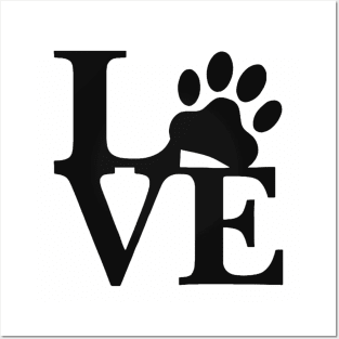 Dog Paw Love (Black) Posters and Art